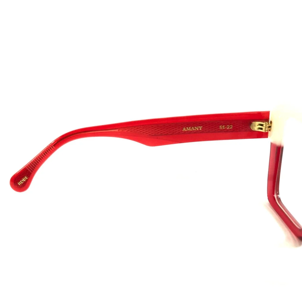 Alfred Kerbs Eyeglasses Frames AMANY RDBE Red Beige Thick Cat Eye 51-22-140